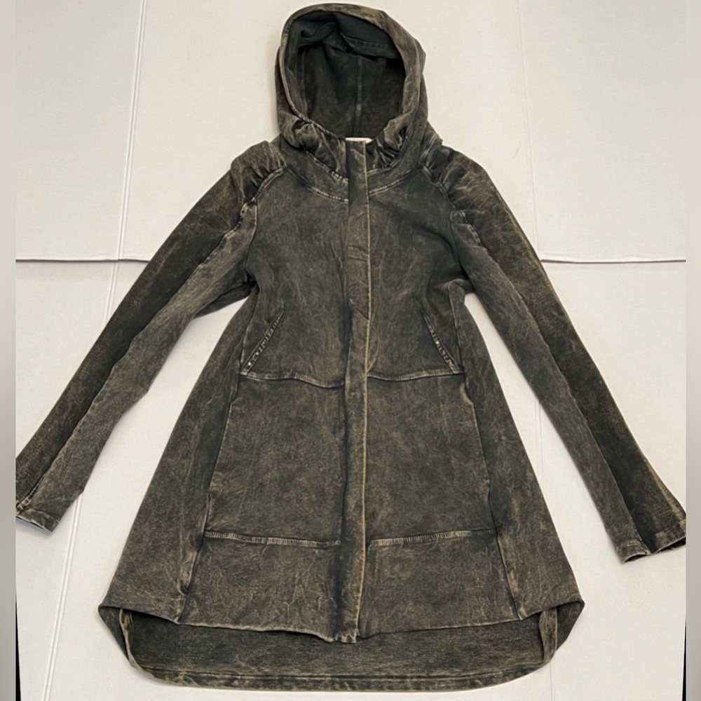 TESTIMONY LOS ANGELES TERRY FRONT ZIP HOODED JACKET CLOAK XS